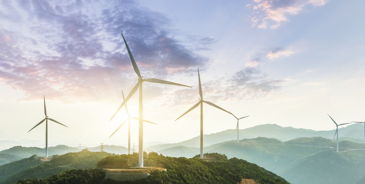 Wind power blue skies