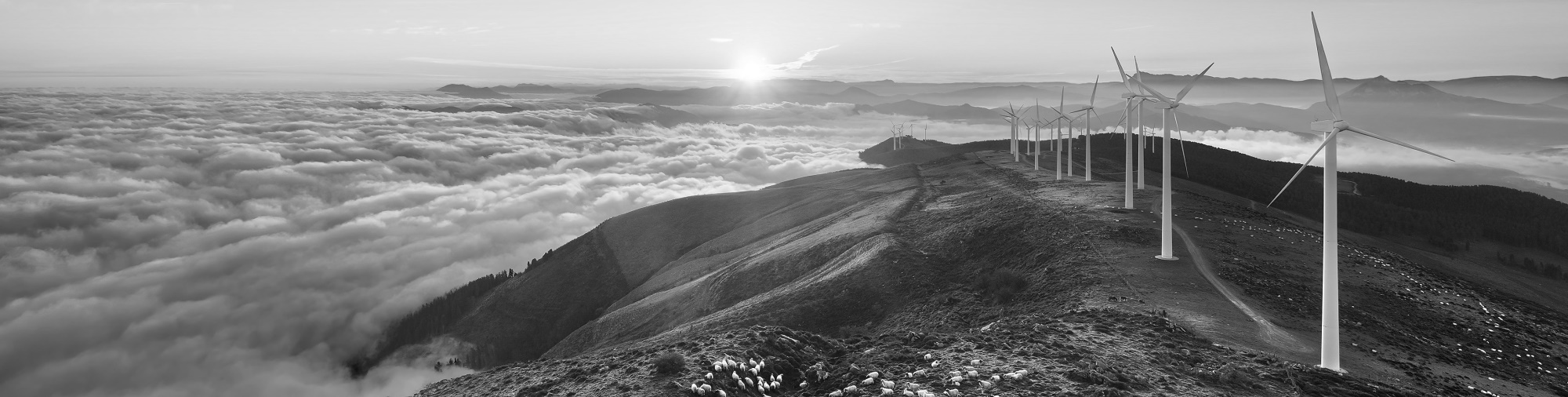 Wind and skies over mountain